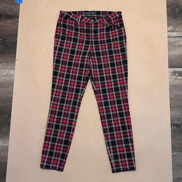 Tommy Hilfiger Pants - Tommy Hilfiger Women Tribeca Stretch Ankle Pant Red Tartan Plaid Size 10